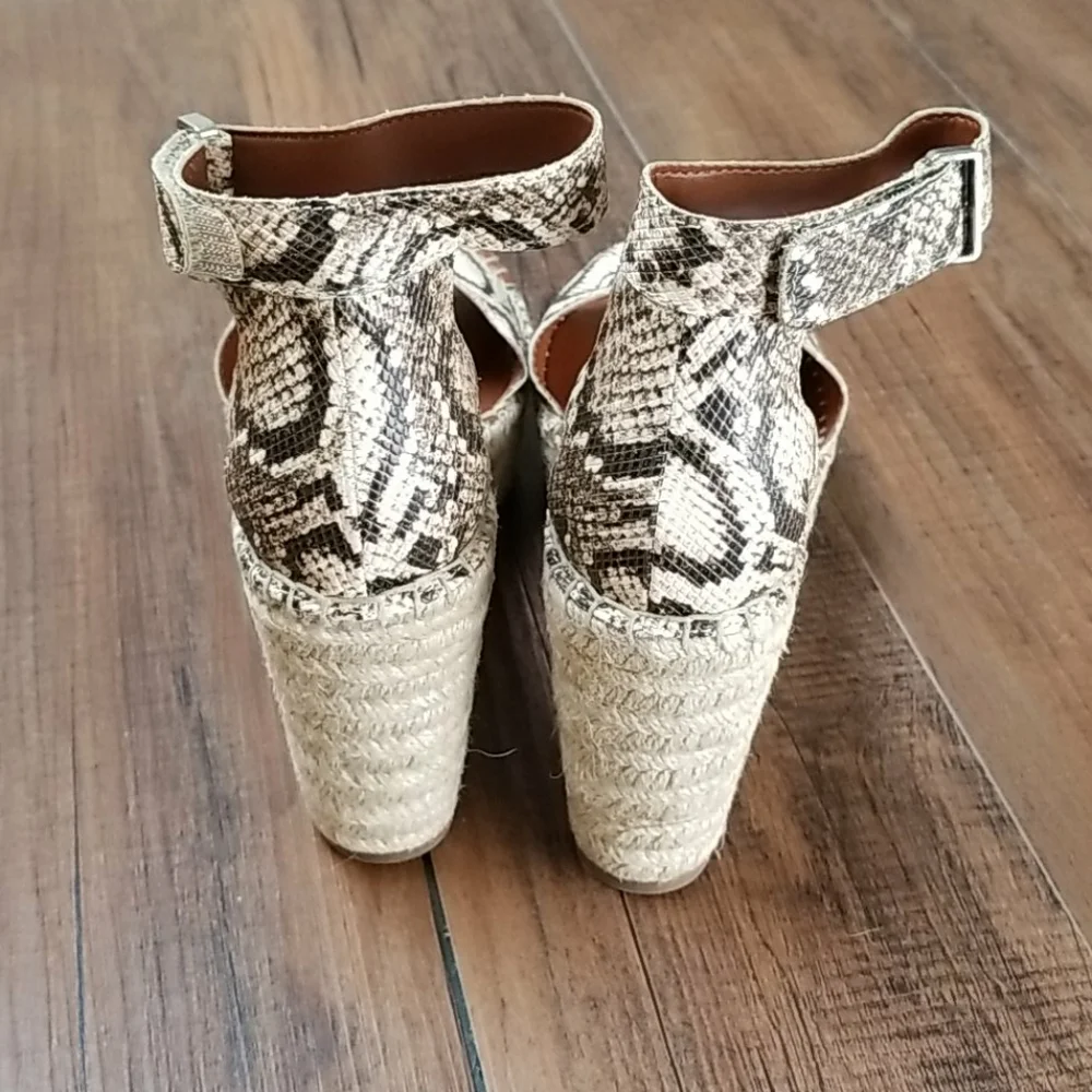 Franco Sarto Snake Print Espadrille Wedge Sandals - Natural